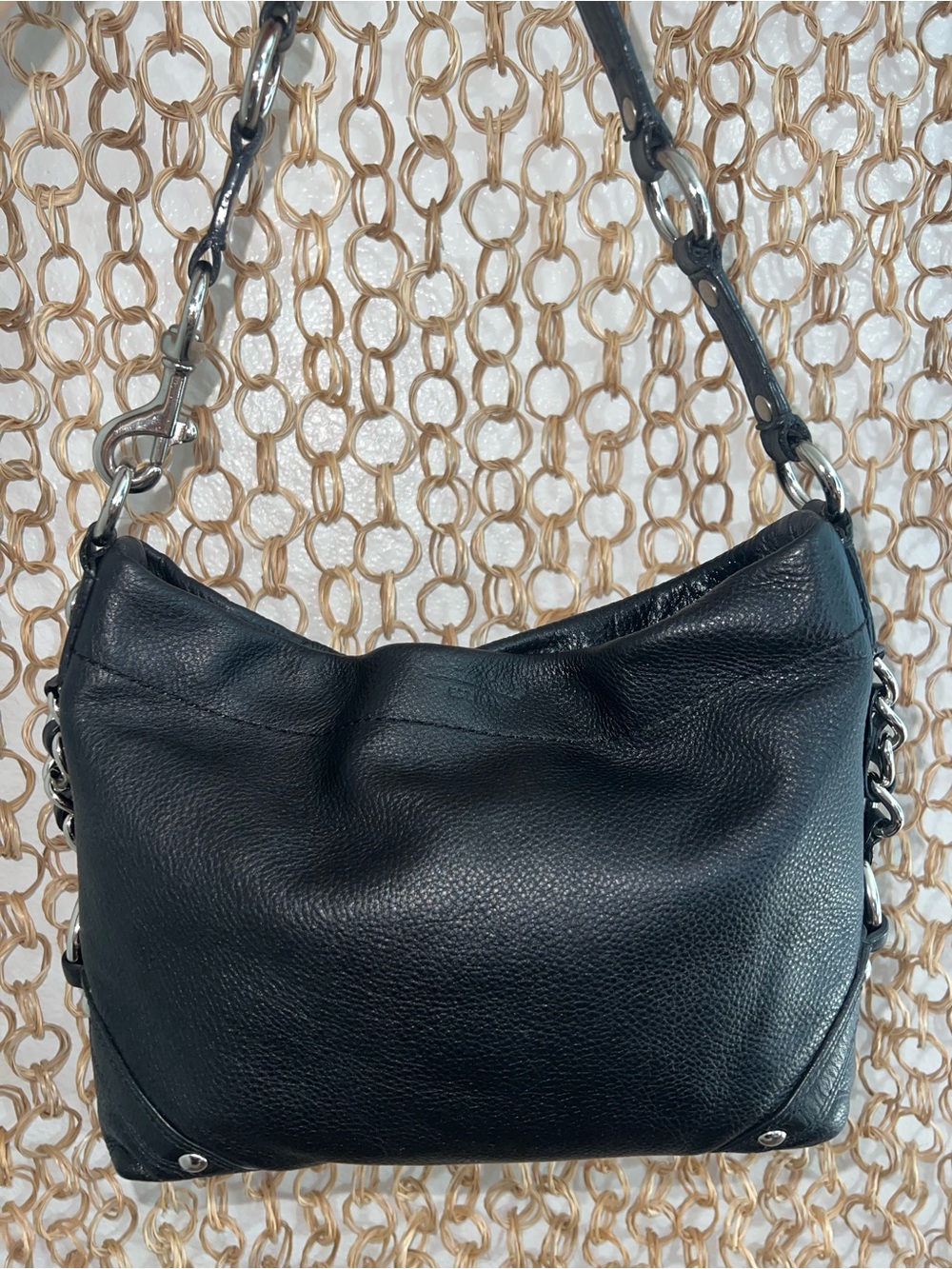 Coach Carly Black Pebbled Leather